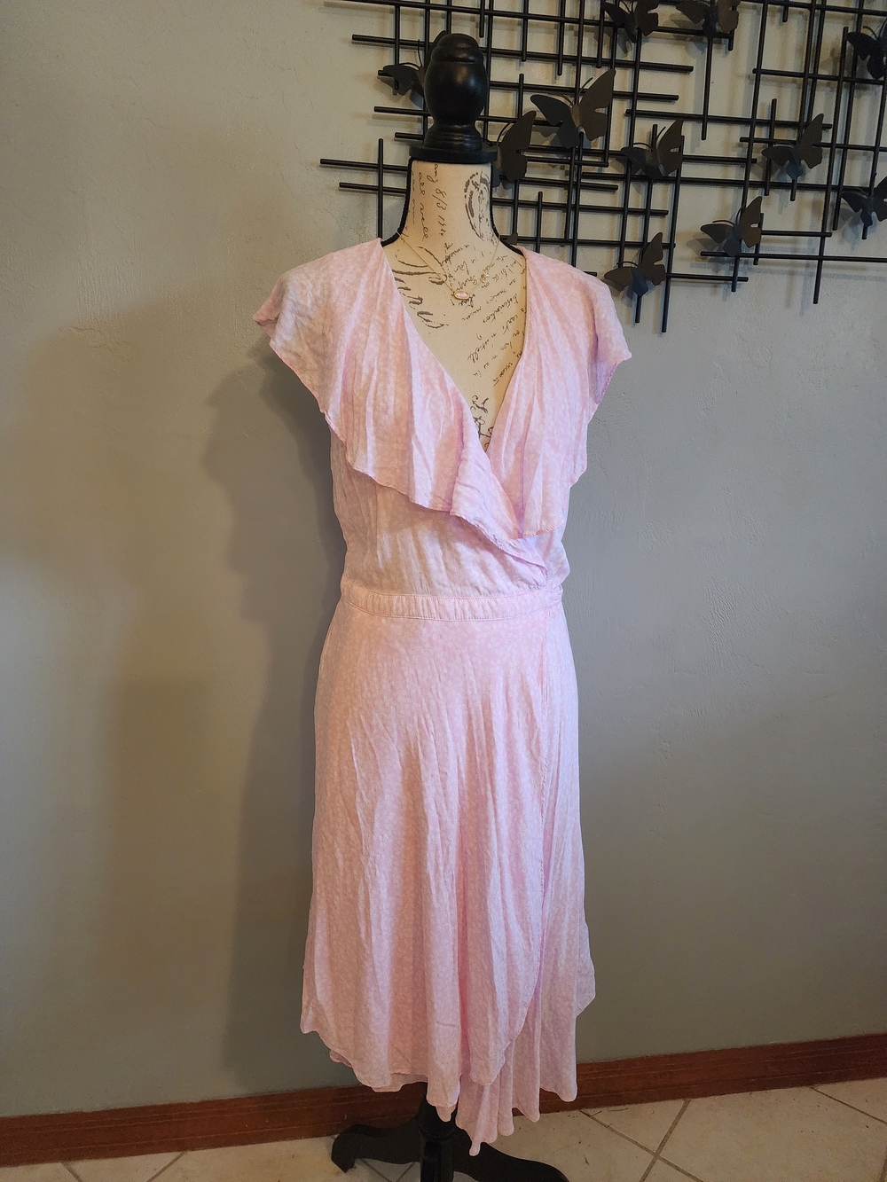 Draper James Light Pink Ruffle Wrap Mini Dress - Picture 2 of 9